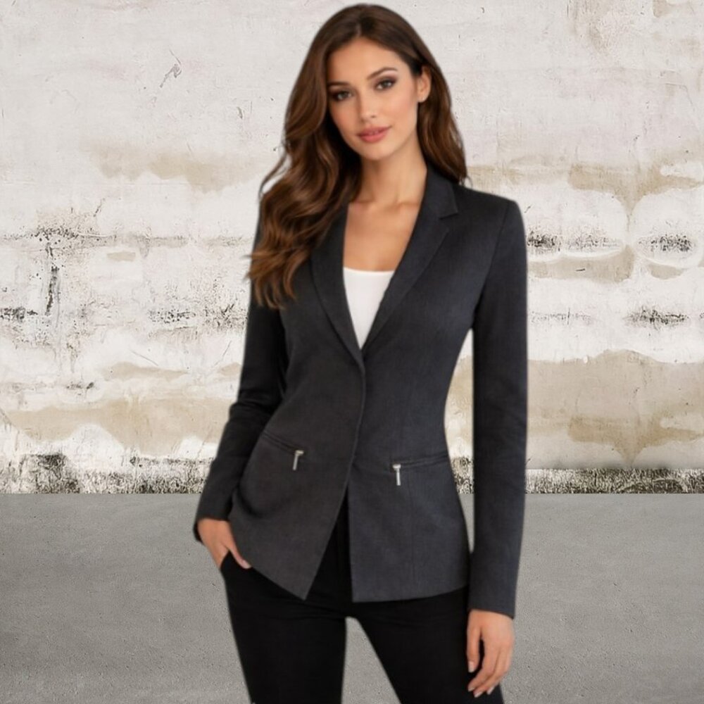 Women's Black Blazer with Snap No-Show Buttons Size 0